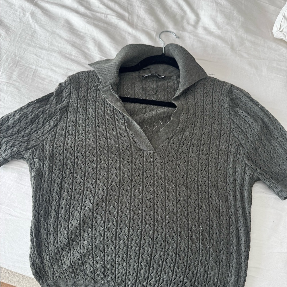 Zara Cable Knit Collared Sweater